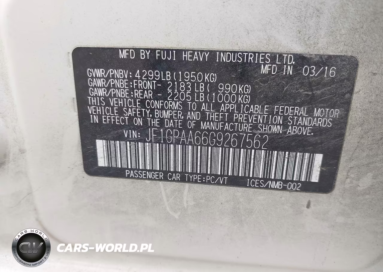 2016 Subaru Impreza 2.0I VIN:JF1GPAA66G9267562 - 9