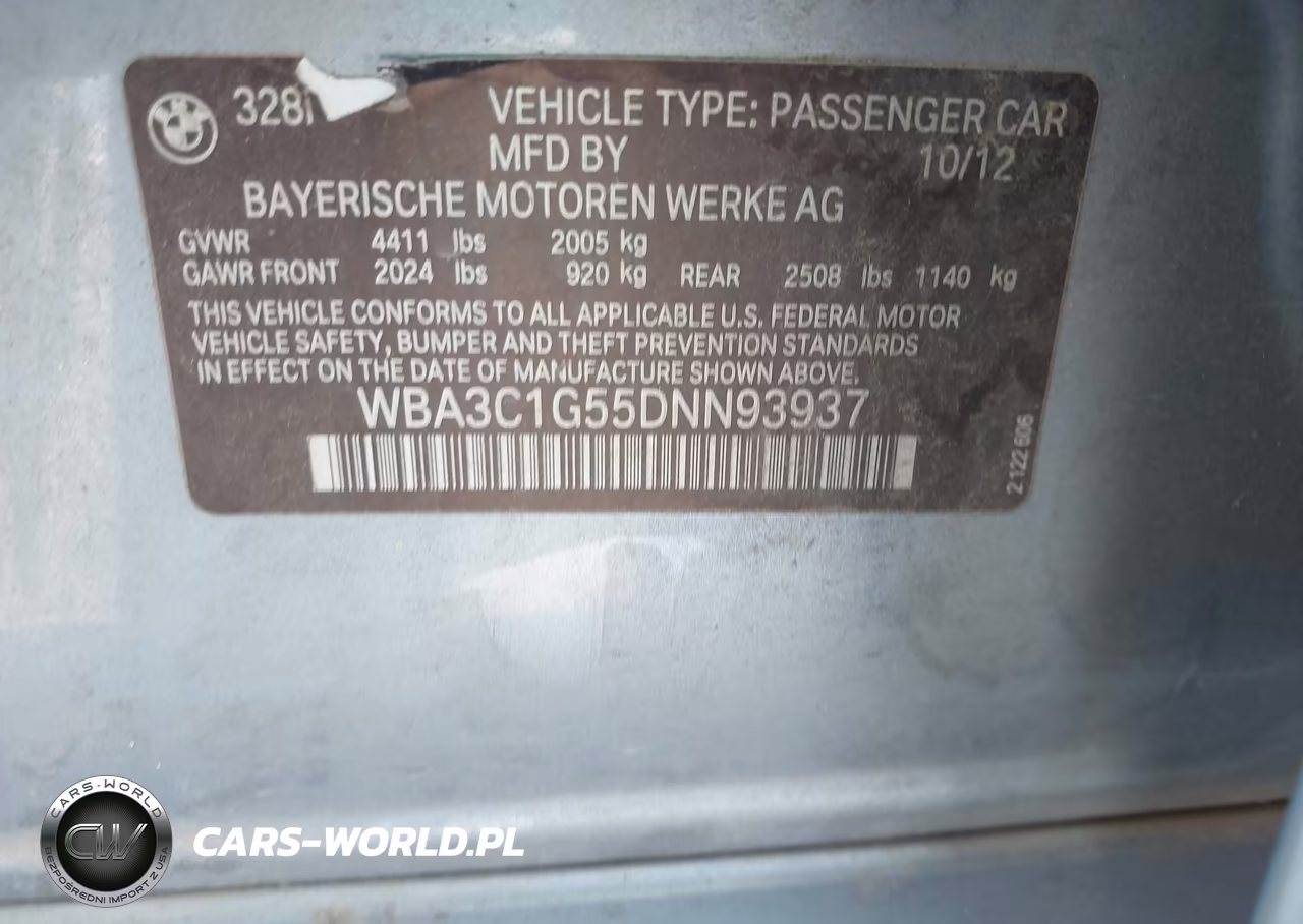 2013 BMW 328I VIN:WBA3C1G55DNN93937 - 9