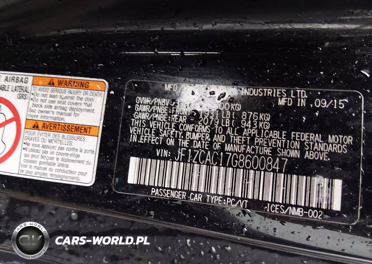 2016 Subaru Brz Limited VIN:JF1ZCAC17G8600847 - 9