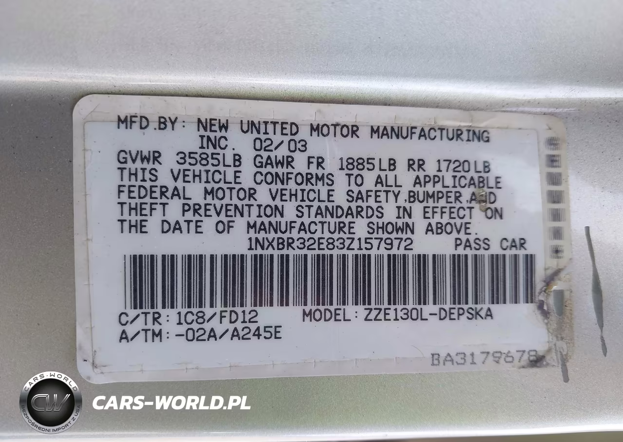 2003 Toyota Corolla S VIN:1NXBR32E83Z157972 - 9