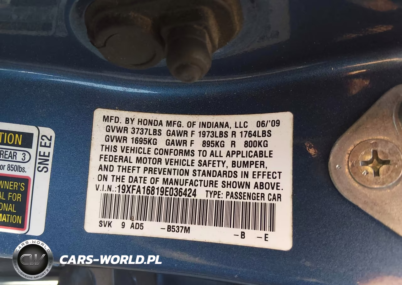 2009 Honda Civic Ex VIN:19XFA16819E036424 - 9