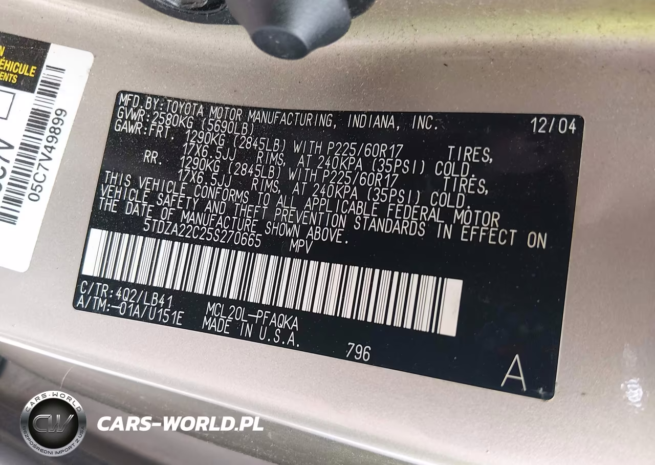 2005 Toyota Sienna Xle VIN:5TDZA22C25S270665 - 9