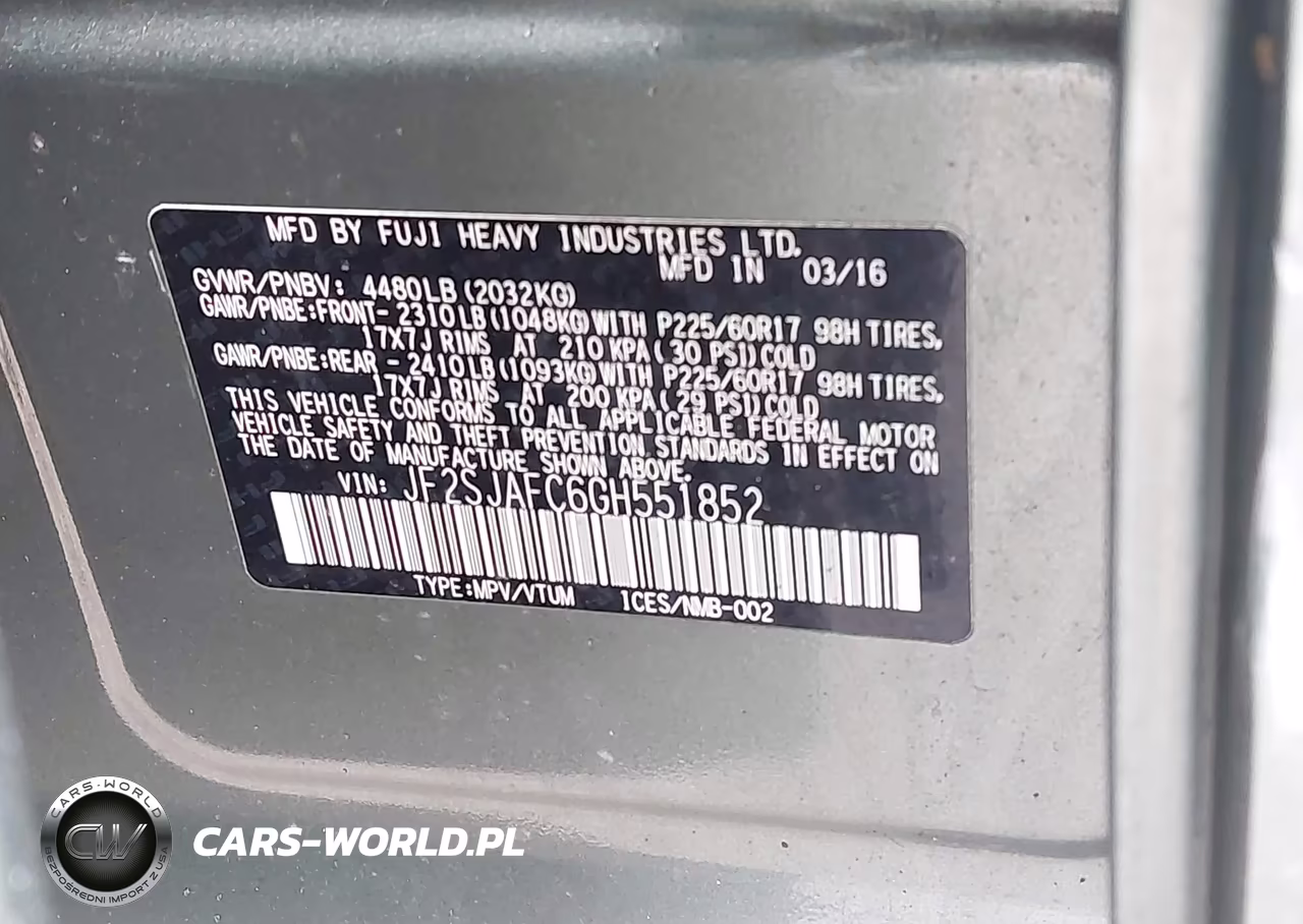 2016 Subaru Forester 2.5I Premium VIN:JF2SJAFC6GH551852 - 9