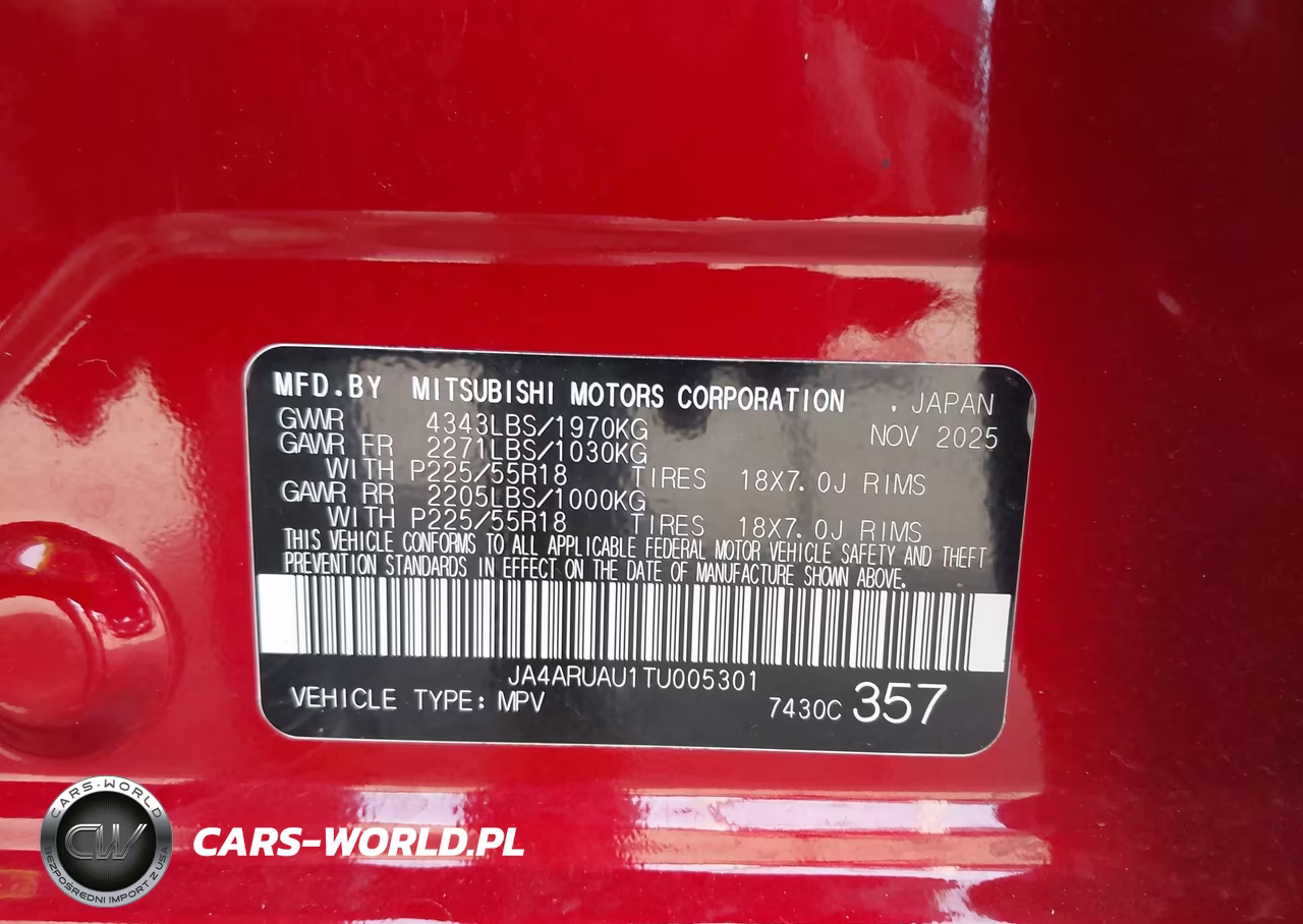 2026 Mitsubishi Outlander Sport 2.0 Es-2.0 Le-2.0 Ralliart-2.0 S-2.0 Se-2.0 Trail Edition VIN:JA4ARUAU1TU005301 - 9