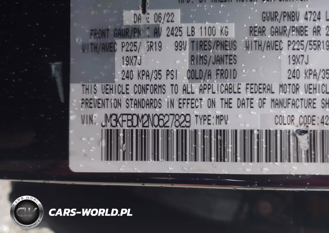2022 Mazda Cx-5 2.5 S Premium VIN:JM3KFBDM2N0627829 - 9