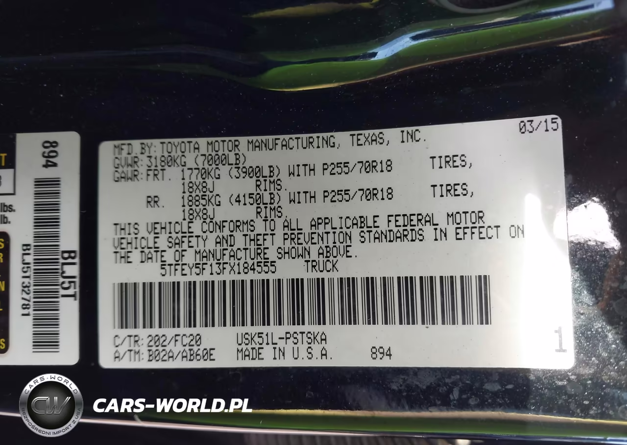 2015 Toyota Tundra Sr5 5.7L V8 VIN:5TFEY5F13FX184555 - 9