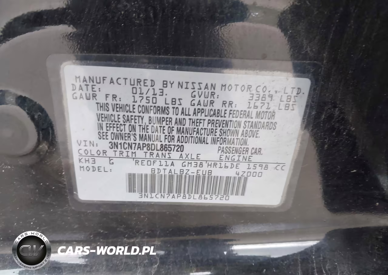2013 Nissan Versa 1.6 Sv VIN:3N1CN7AP8DL865720 - 9