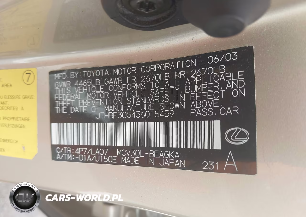2003 Lexus Es 300 VIN:JTHBF30G436015459 - 9