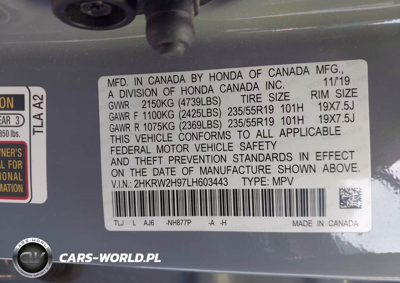 2020 Honda Cr-V Awd Touring VIN:2HKRW2H97LH603443 - 9