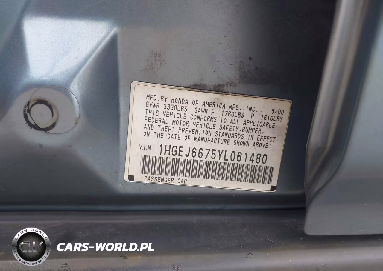 2000 Honda Civic Lx VIN:1HGEJ6675YL061480 - 9