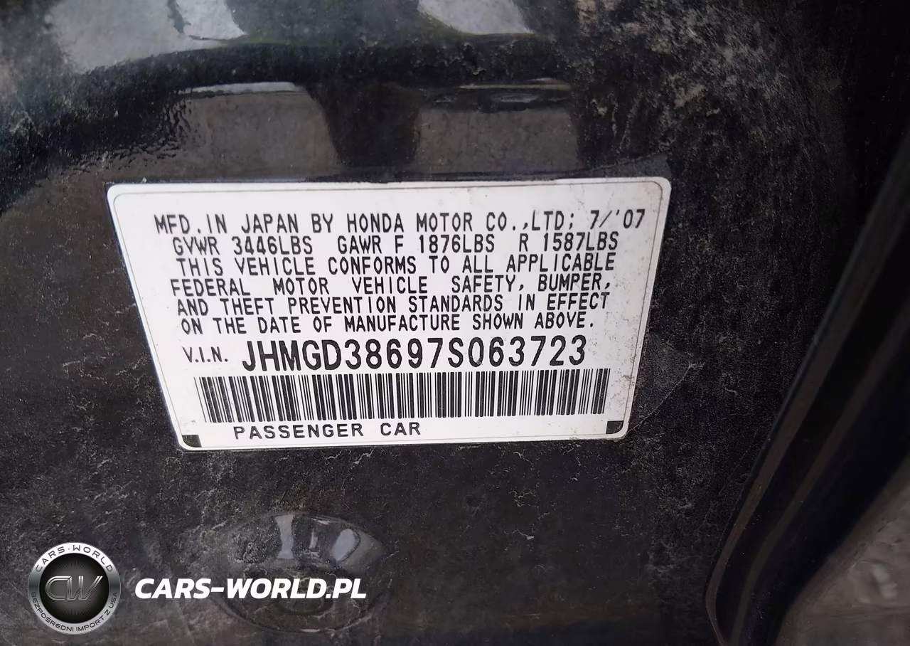 2007 Honda Fit Sport VIN:JHMGD38697S063723 - 9