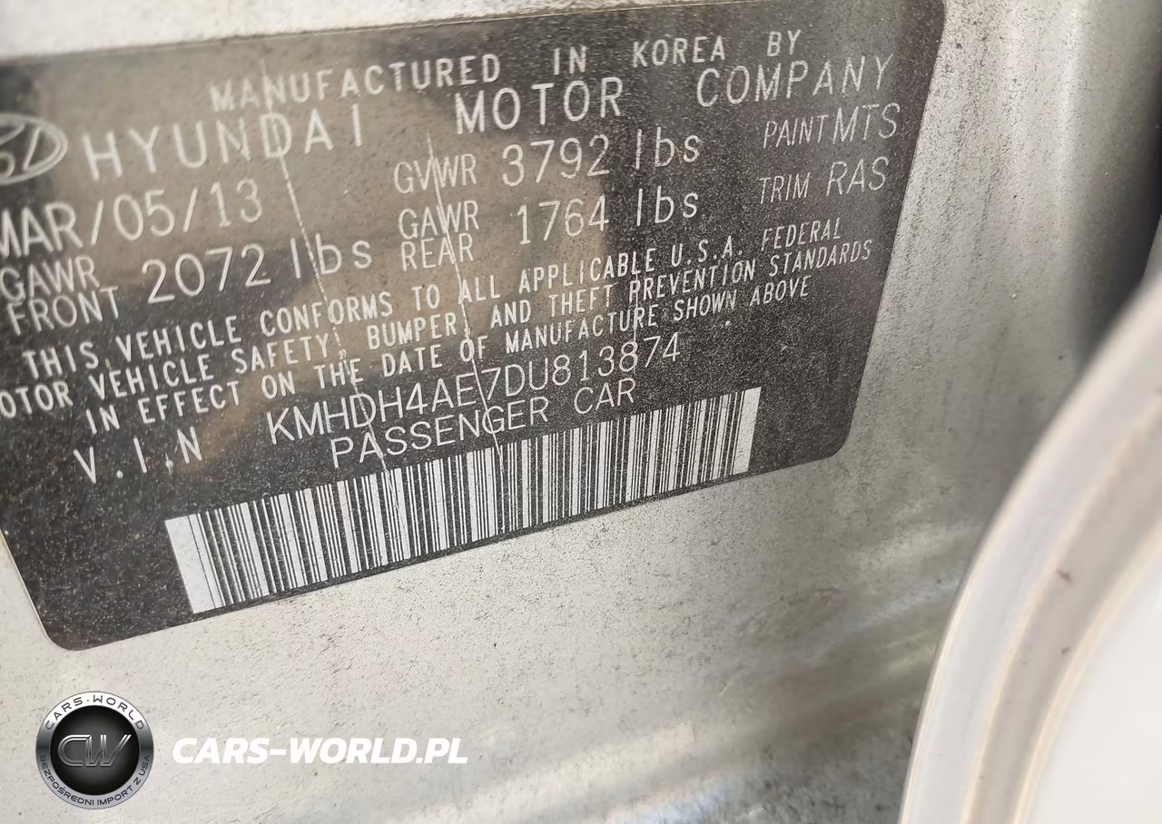 2013 Hyundai Elantra Gls VIN:KMHDH4AE7DU813874 - 9