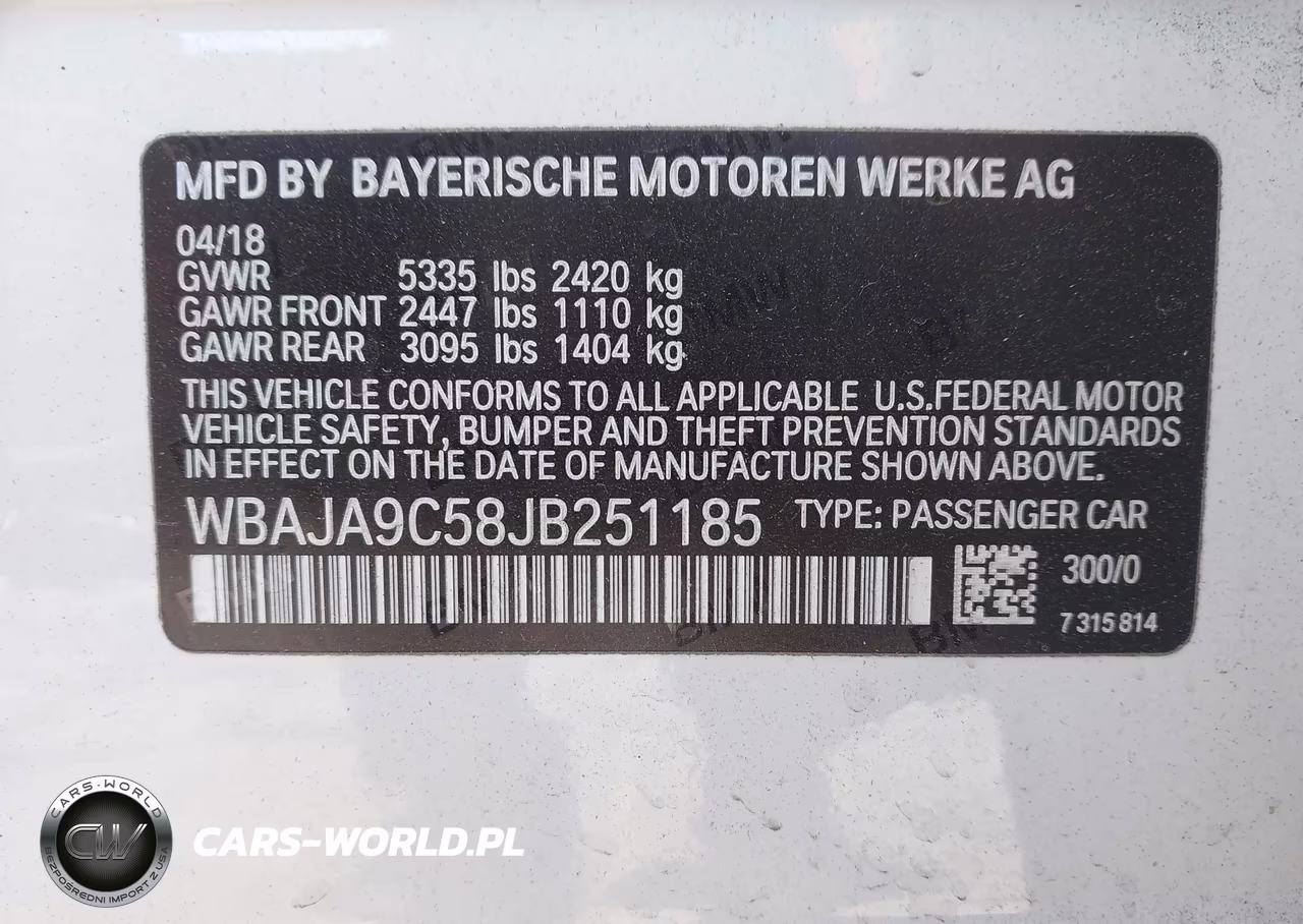 2018 BMW 530E Iperformance VIN:WBAJA9C58JB251185 - 9