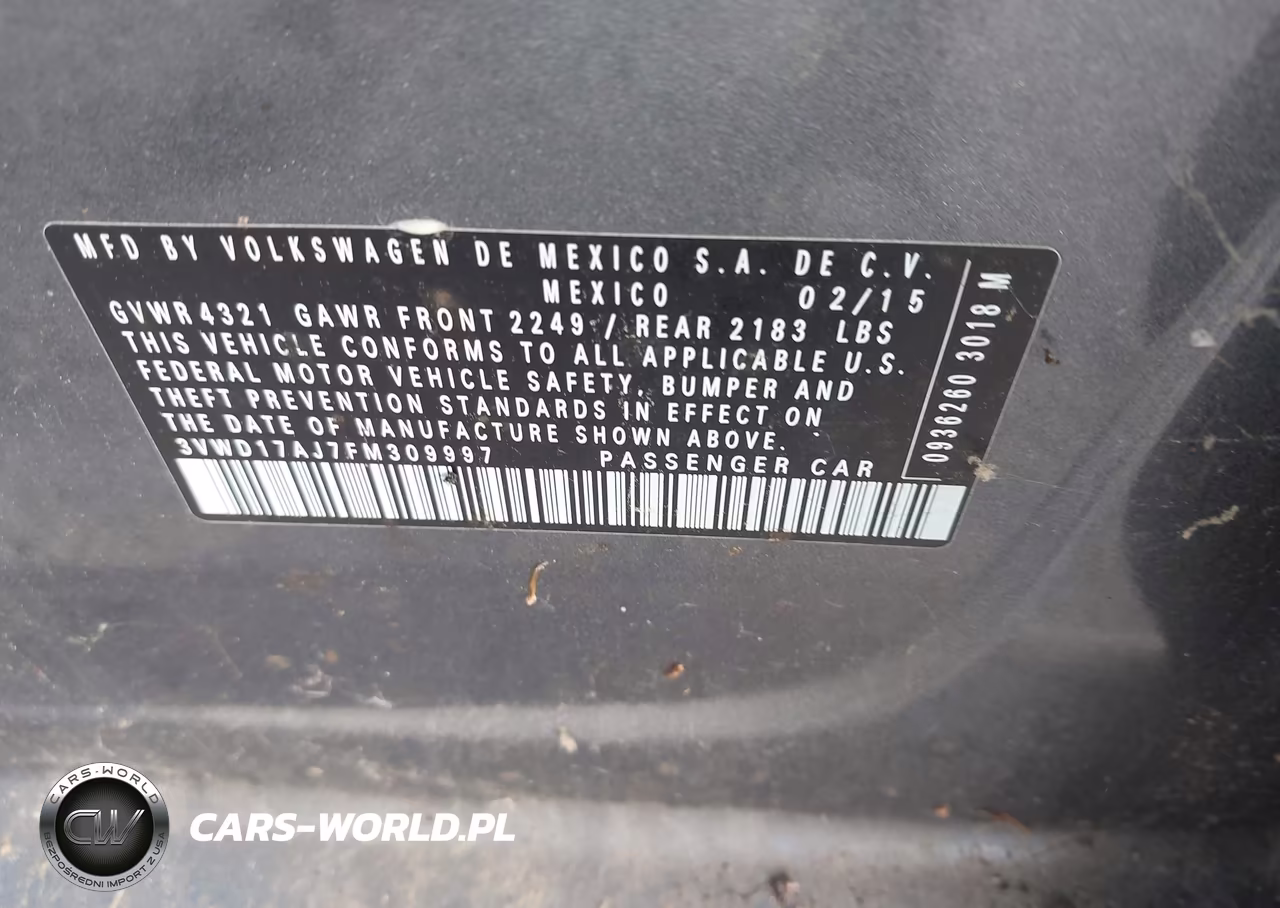 2015 Volkswagen Jetta 1.8T Se VIN:3VWD17AJ7FM309997 - 9