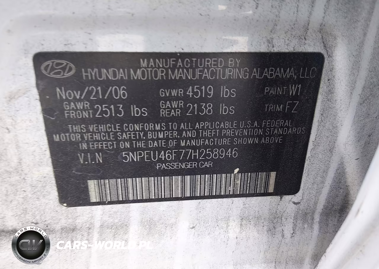 2007 Hyundai Sonata Limited-Se V6 VIN:5NPEU46F77H258946 - 9