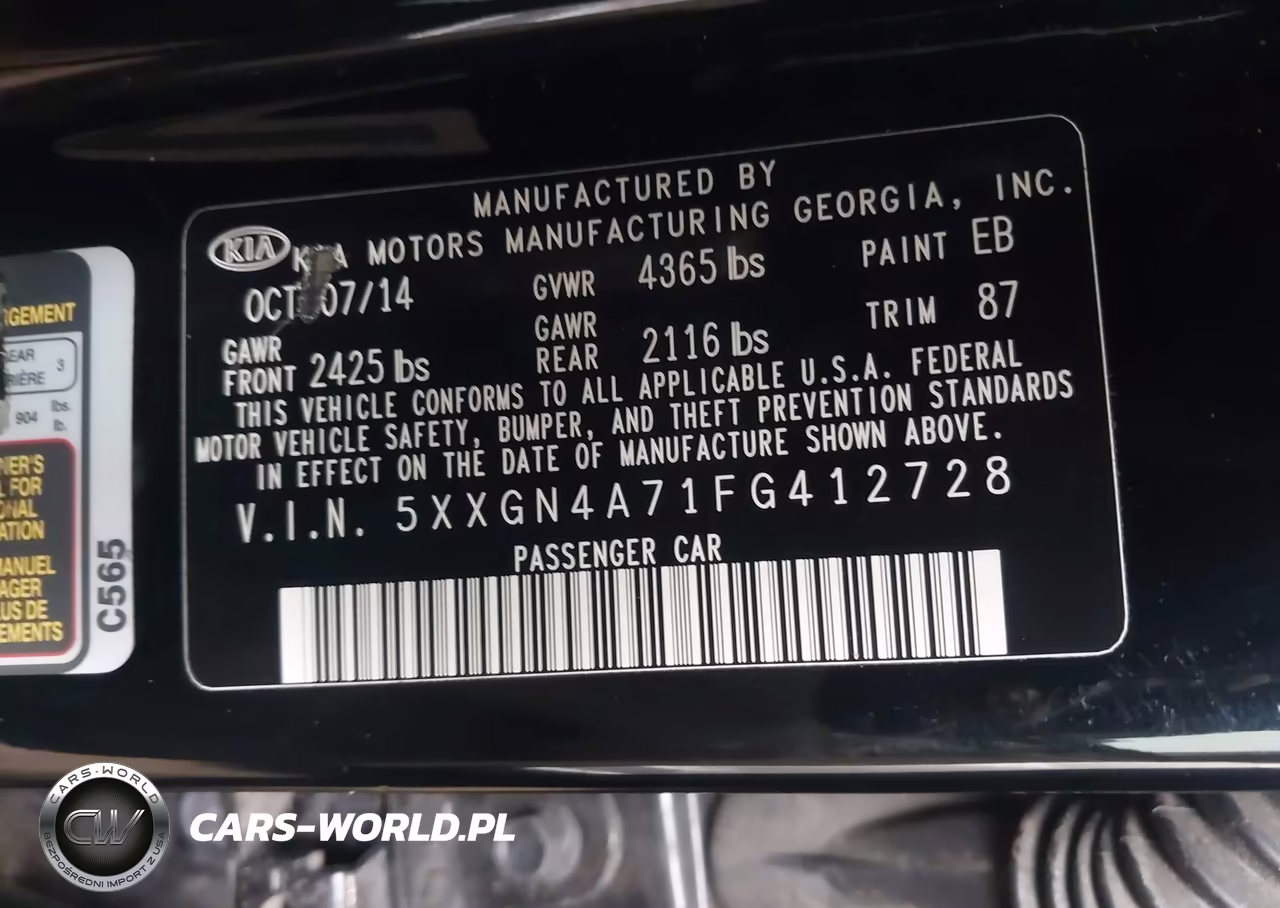 2015 Kia Optima Ex VIN:5XXGN4A71FG412728 - 9