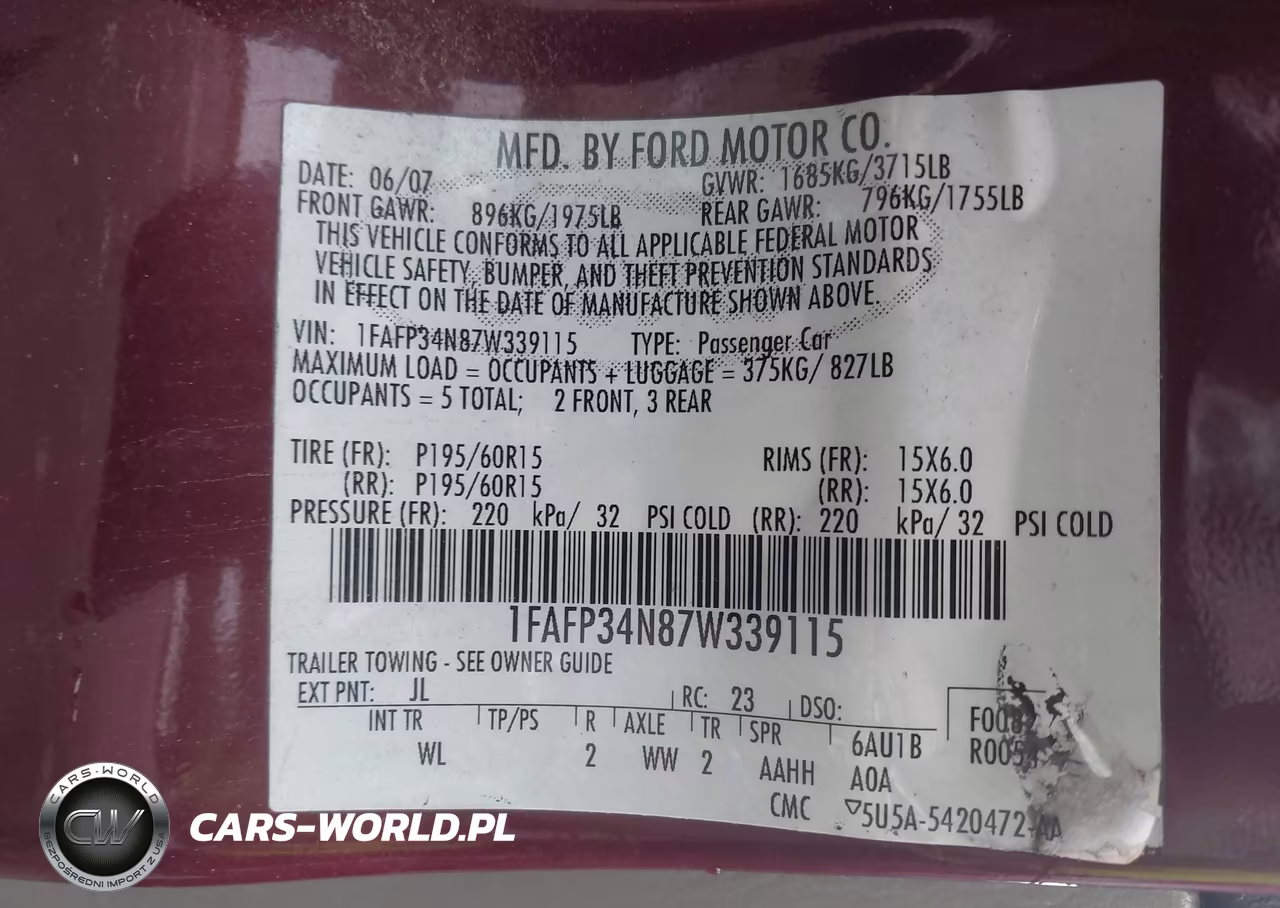 2007 Ford Focus S-Se-Ses VIN:1FAFP34N87W339115 - 9
