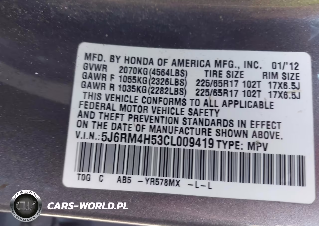 2012 Honda Cr-V Ex VIN:5J6RM4H53CL009419 - 9