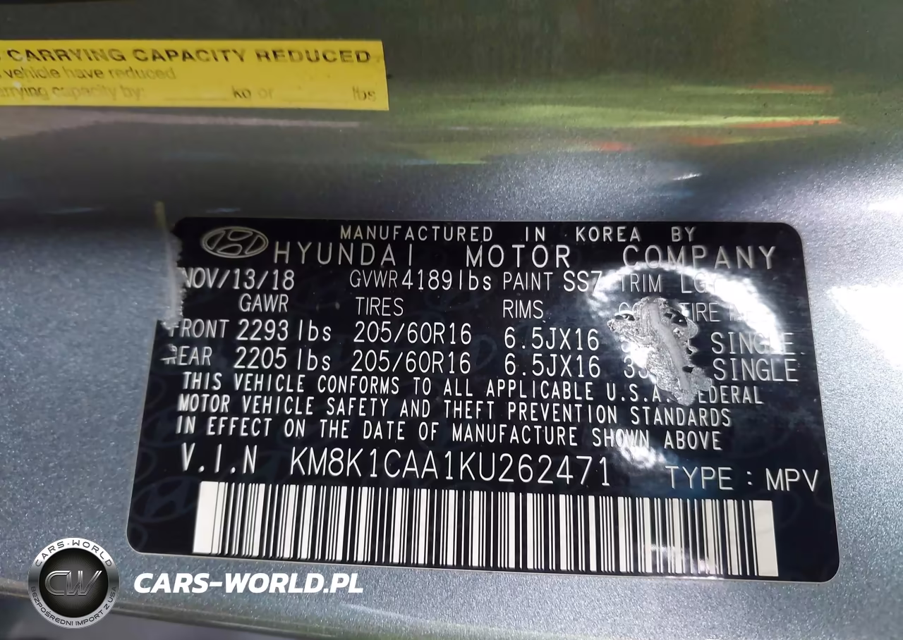 2019 Hyundai Kona Se VIN:KM8K1CAA1KU262471 - 9