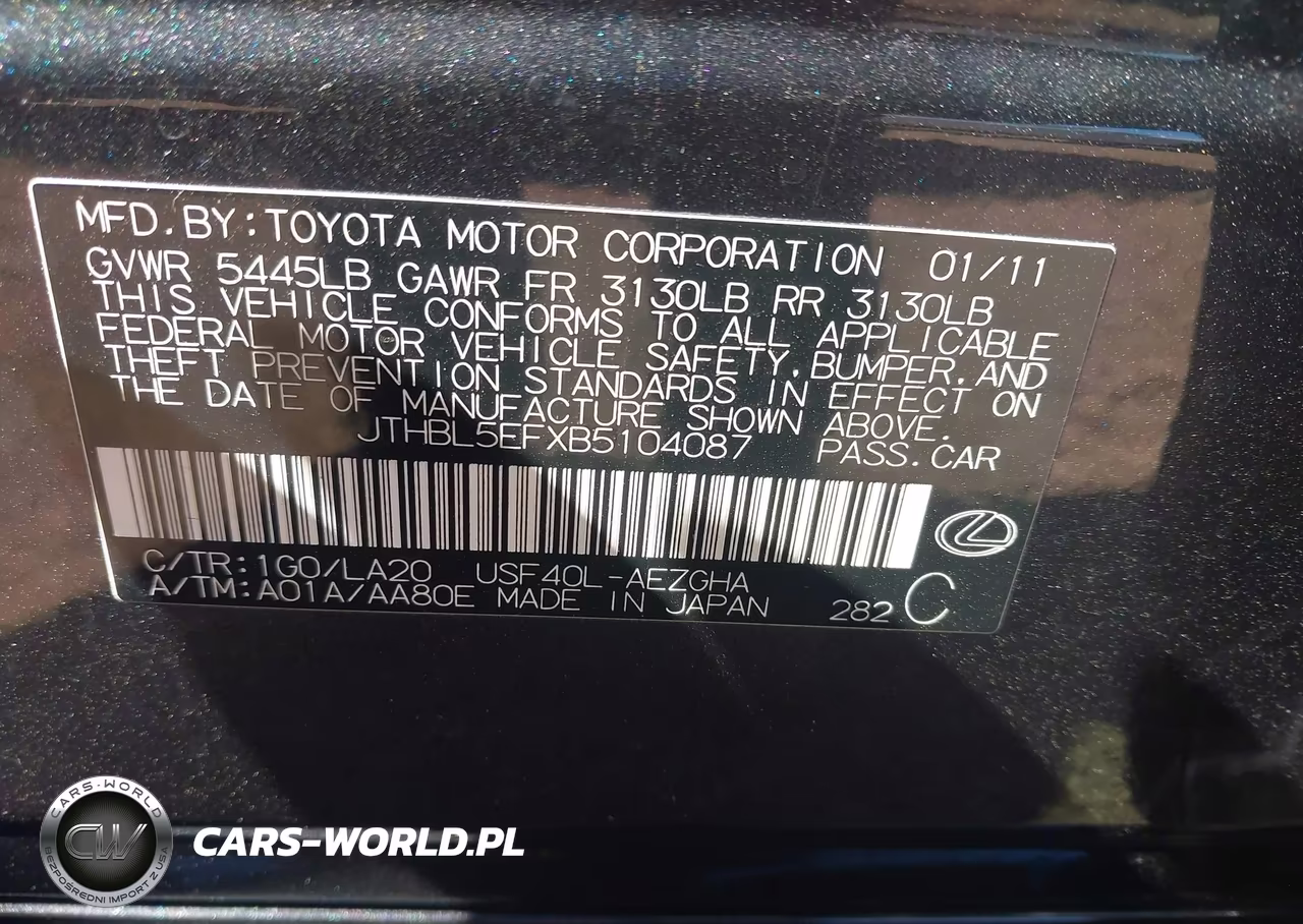 2011 Lexus Ls 460 VIN:JTHBL5EFXB5104087 - 9