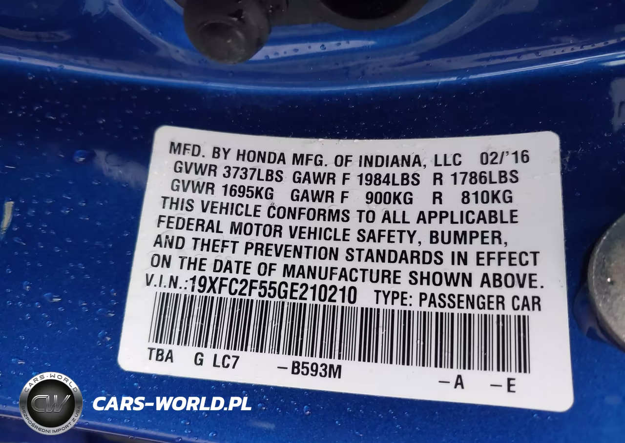 2016 Honda Civic Lx VIN:19XFC2F55GE210210 - 9