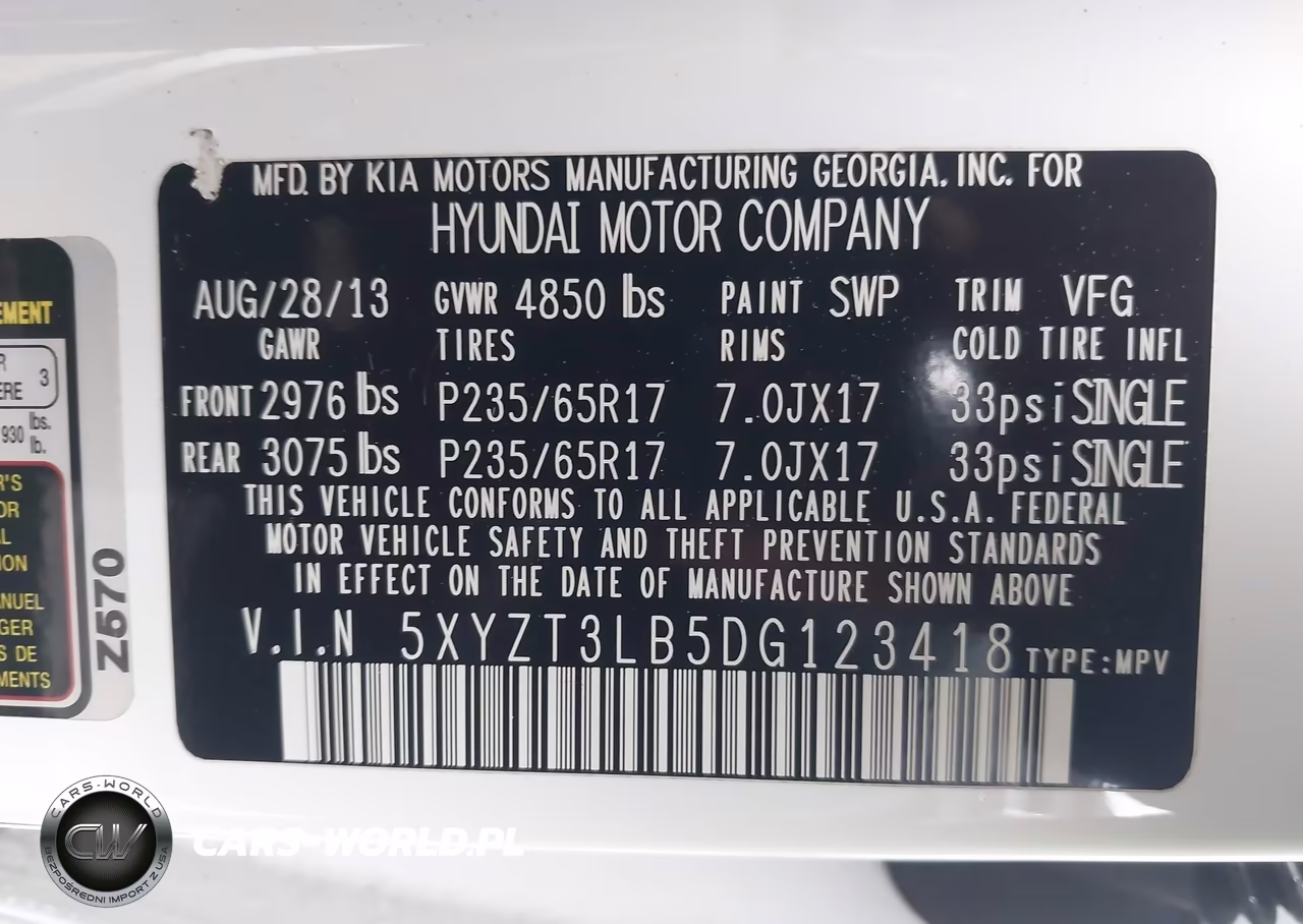 2013 Hyundai Santa Fe Sport VIN:5XYZT3LB5DG123418 - 9