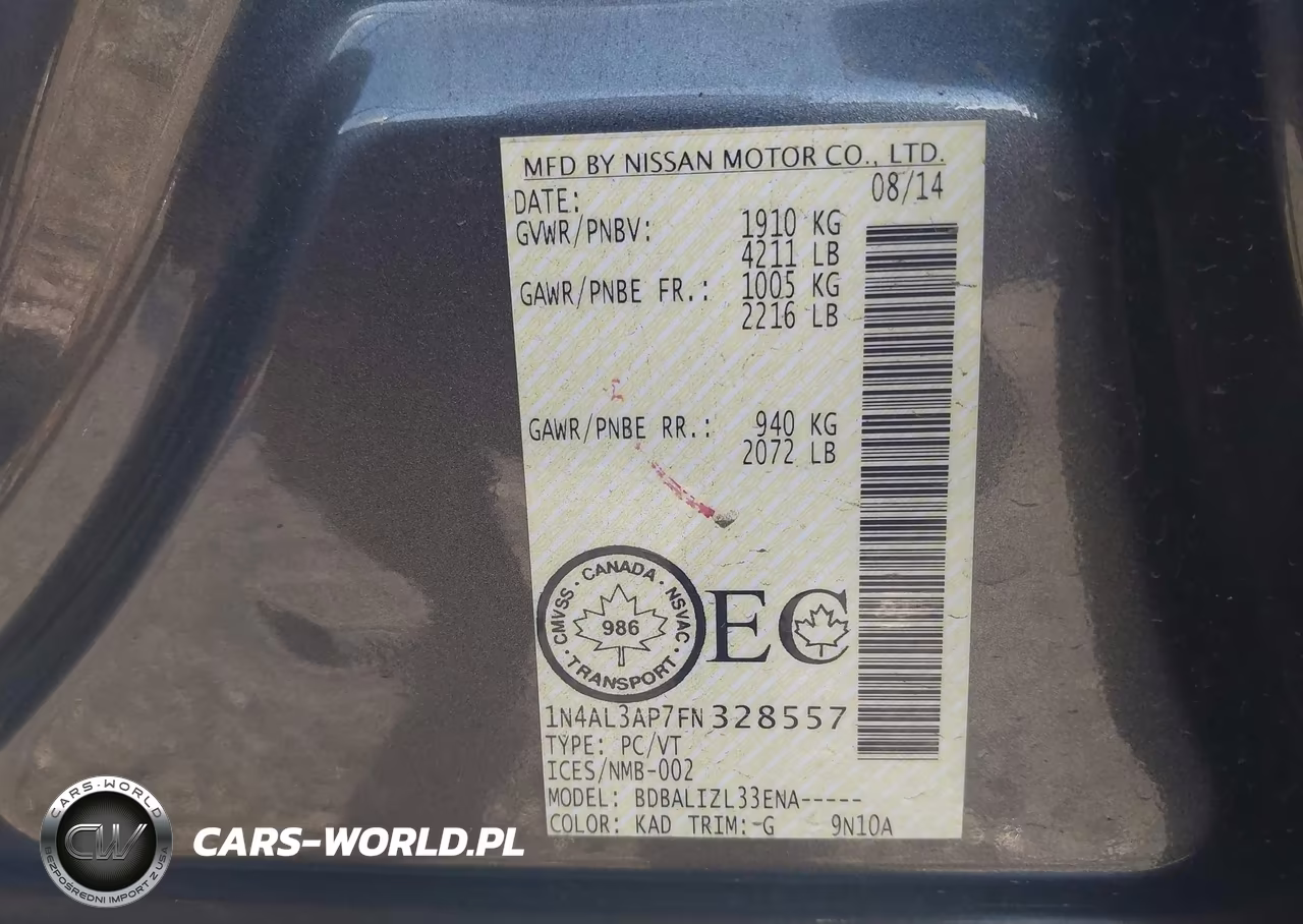 2015 Nissan Altima 2.5-2.5 S-2.5 Sl-2.5 Sv VIN:1N4AL3AP7FN328557 - 9