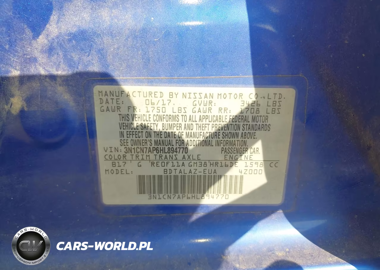 2017 Nissan Versa 1.6 S+ VIN:3N1CN7AP6HL894770 - 9