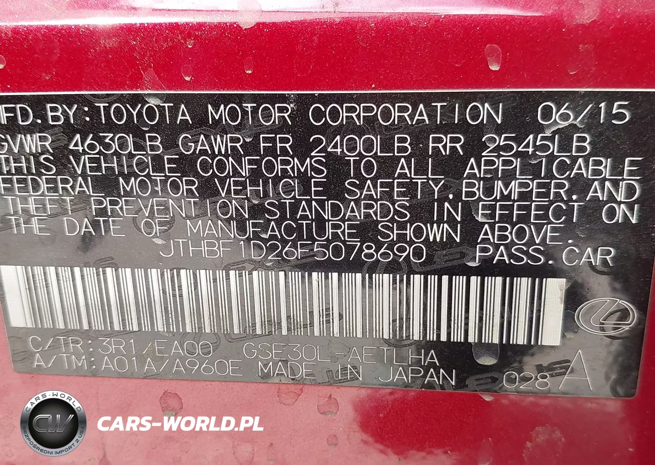 2015 Lexus Is 250 VIN:JTHBF1D26F5078690 - 9