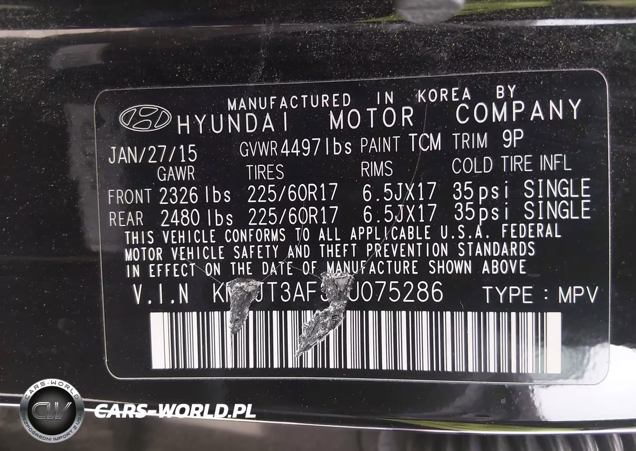 2015 Hyundai Tucson Gls VIN:KM8JT3AF3FU075286 - 9