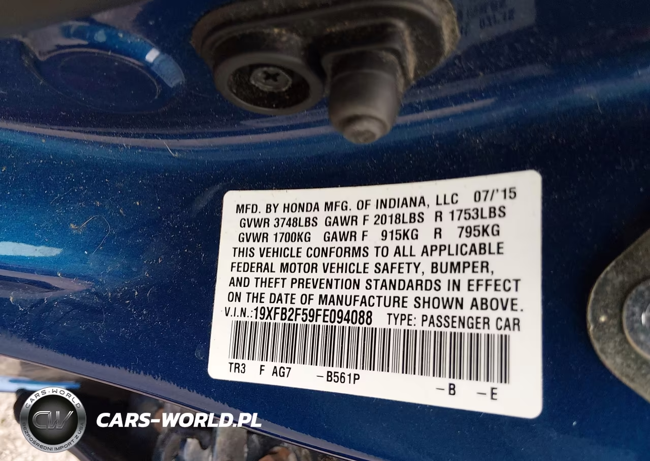2015 Honda Civic Lx VIN:19XFB2F59FE094088 - 9
