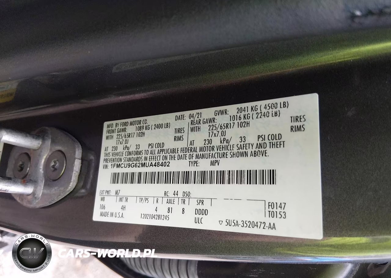 2021 Ford Escape Se VIN:1FMCU9G62MUA48402 - 9