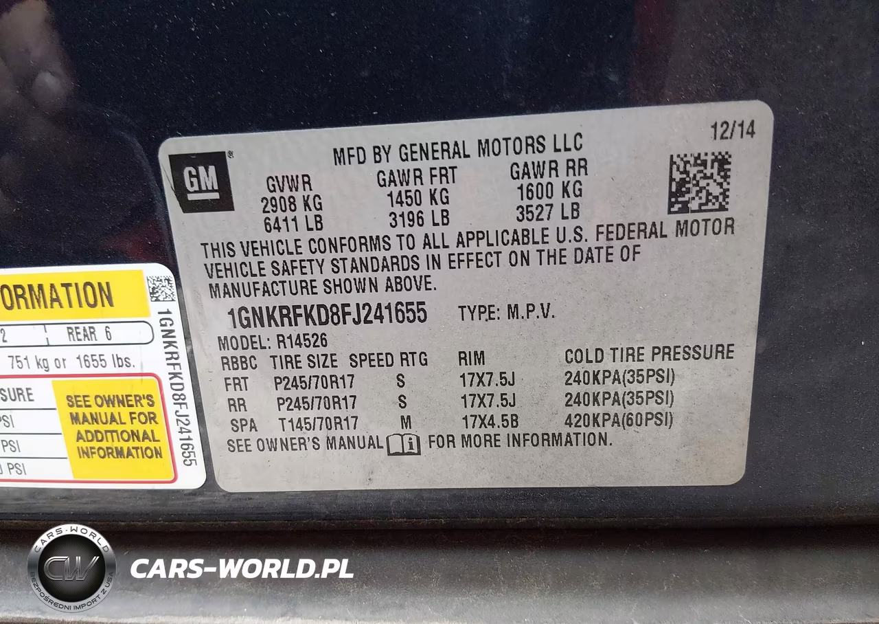 2015 Chevrolet Traverse Ls VIN:1GNKRFKD8FJ241655 - 9
