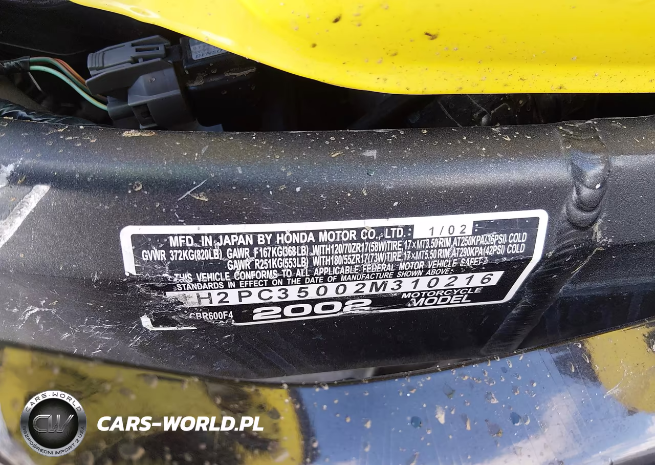 2002 Honda Cbr600 F4 VIN:JH2PC35002M310216 - 10