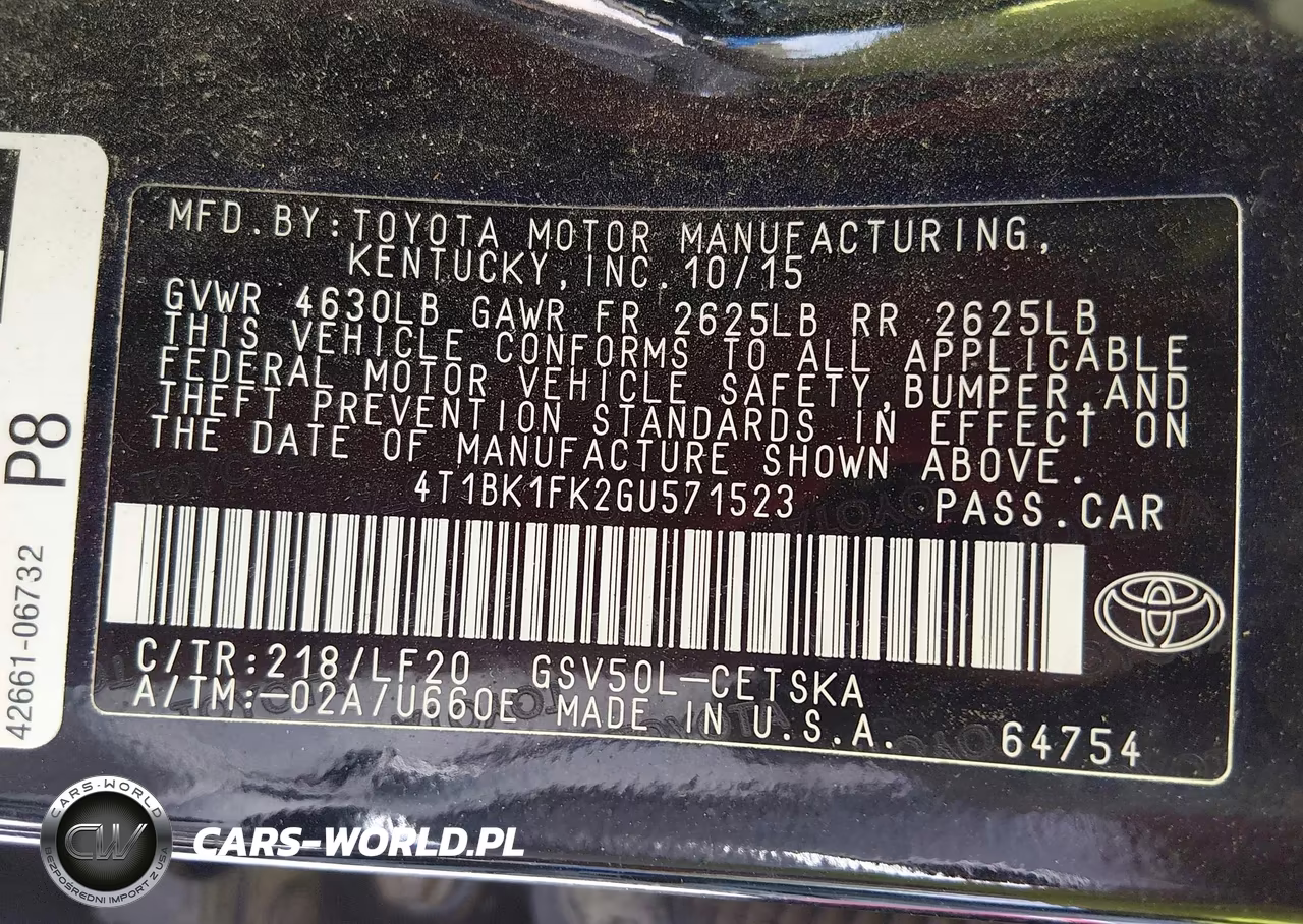 2016 Toyota Camry Xse VIN:4T1BK1FK2GU571523 - 9