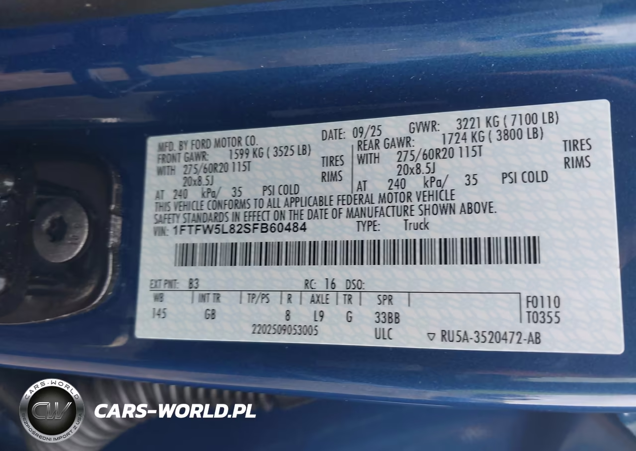 2025 Ford F-150 Lariat VIN:1FTFW5L82SFB60484 - 9