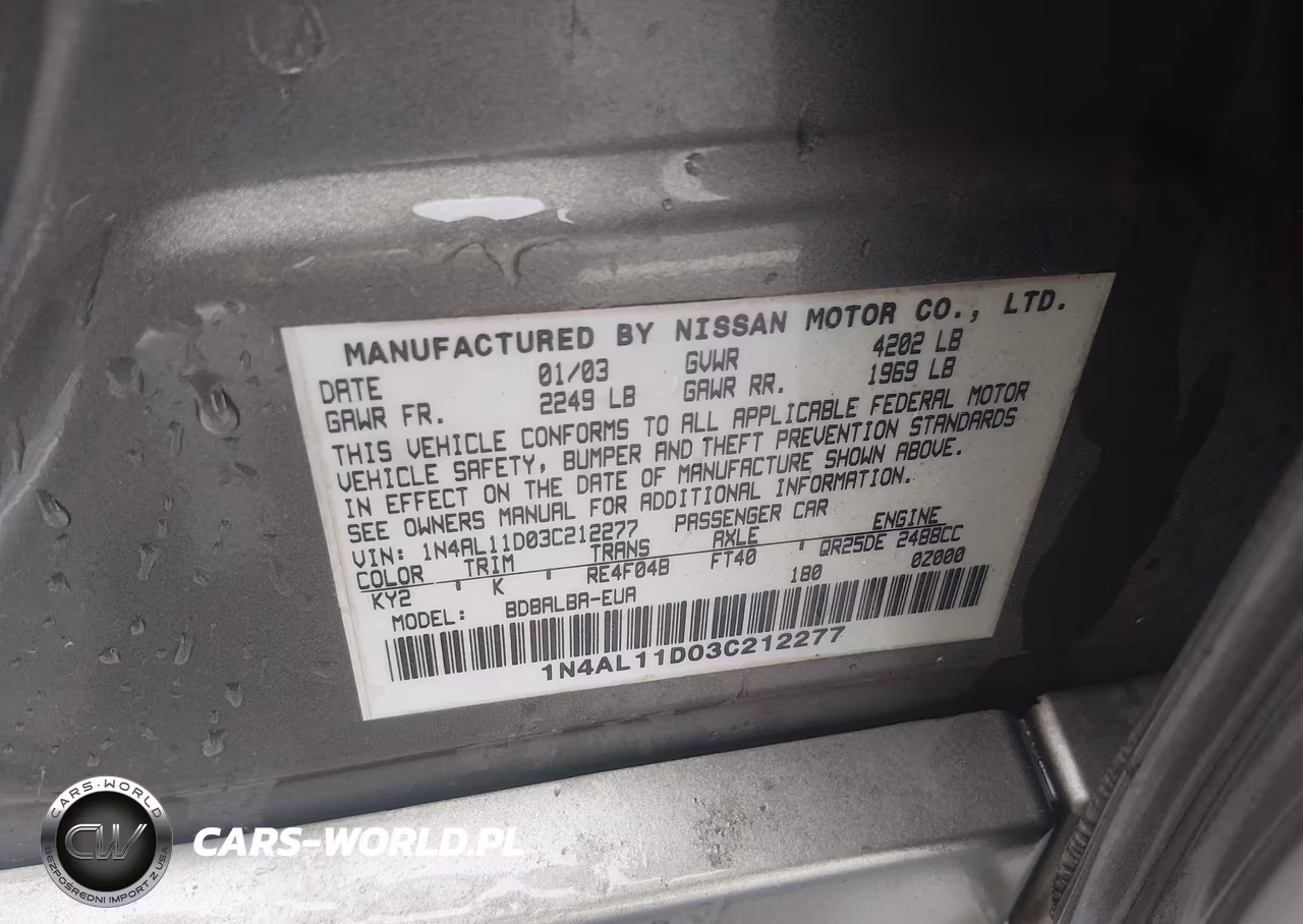 2003 Nissan Altima 2.5 S VIN:1N4AL11D03C212277 - 9