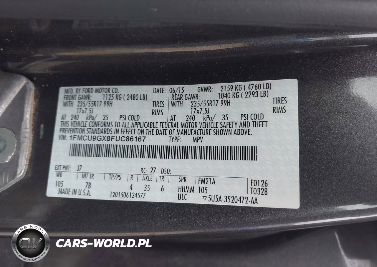 2015 Ford Escape Se VIN:1FMCU9GX8FUC86167 - 9