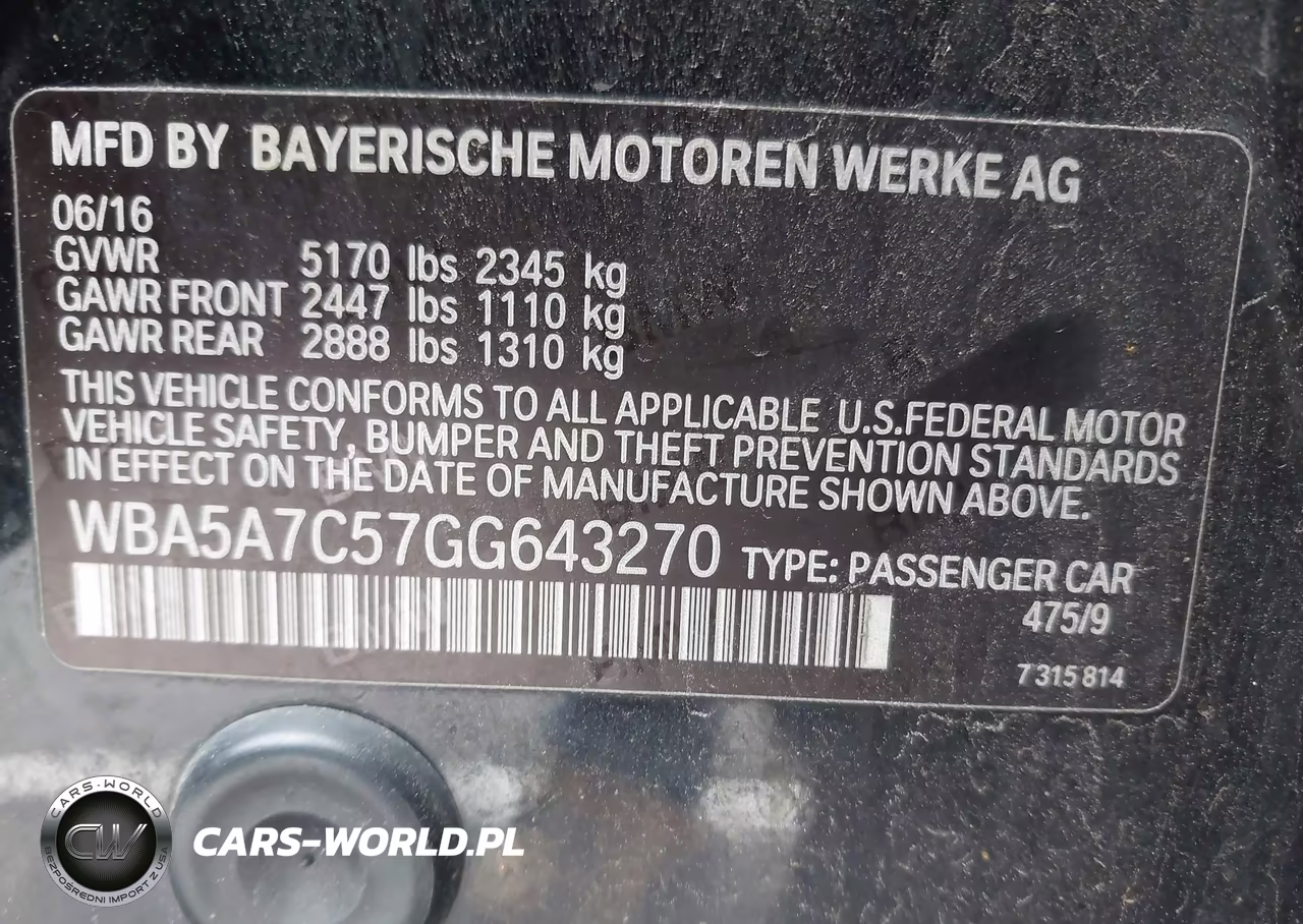 2016 BMW 528I xDrive VIN:WBA5A7C57GG643270 - 9