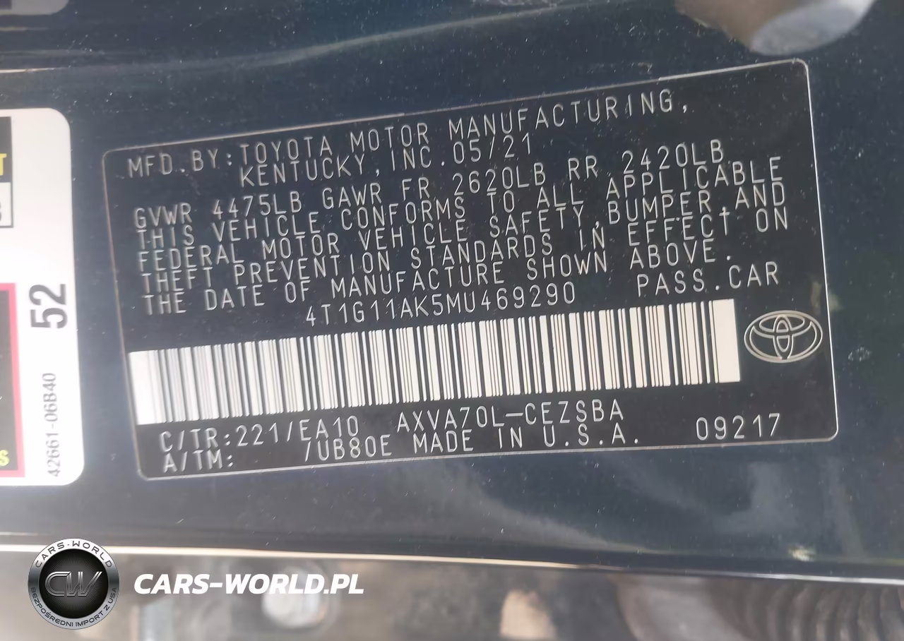 2021 Toyota Camry Se VIN:4T1G11AK5MU469290 - 9