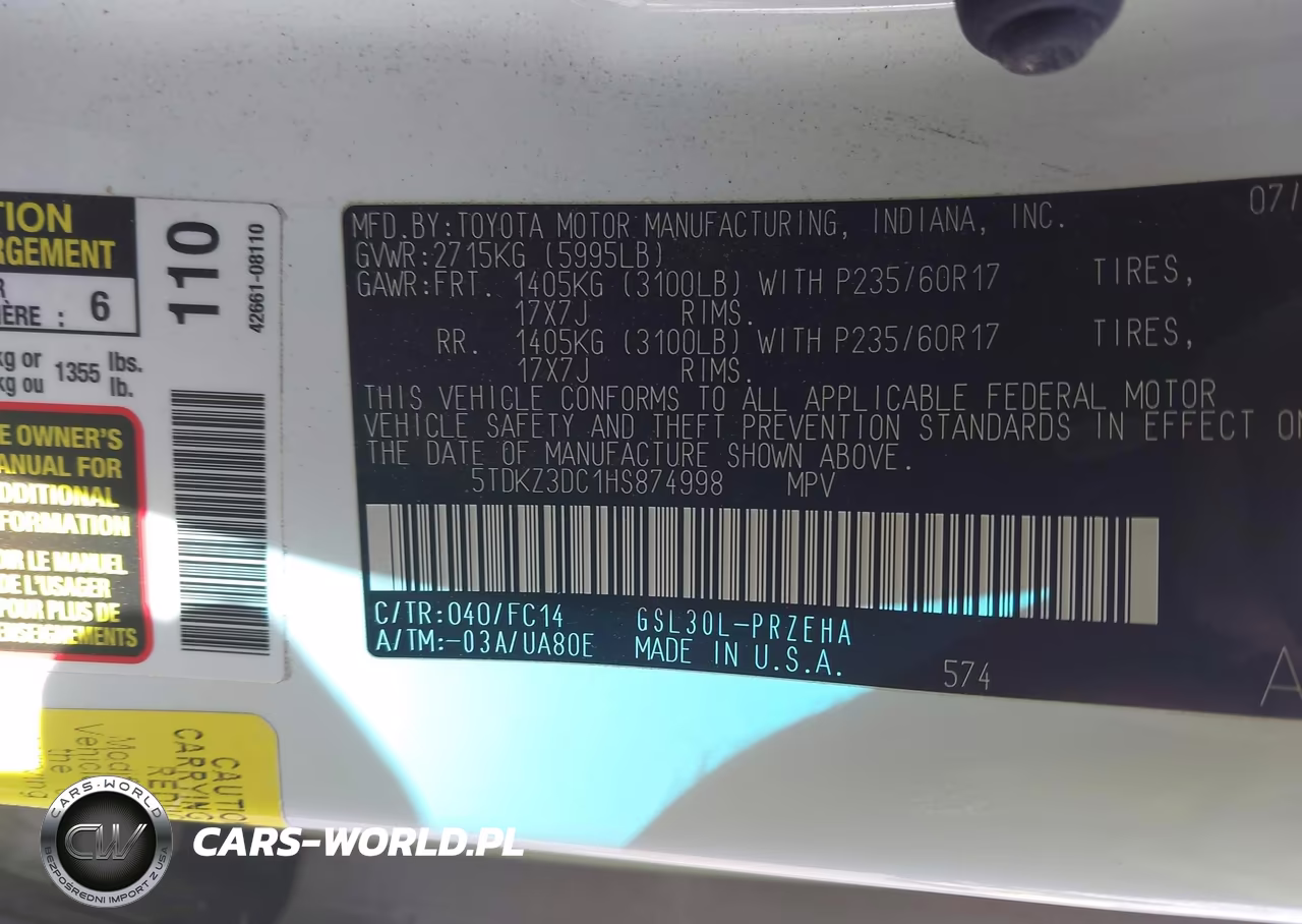2017 Toyota Sienna Le 8 Passenger VIN:5TDKZ3DC1HS874998 - 9