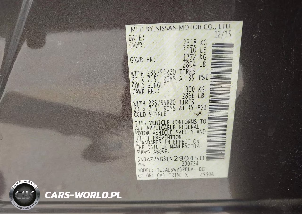 2015 Nissan Murano Platinum VIN:5N1AZ2MG3FN290450 - 9