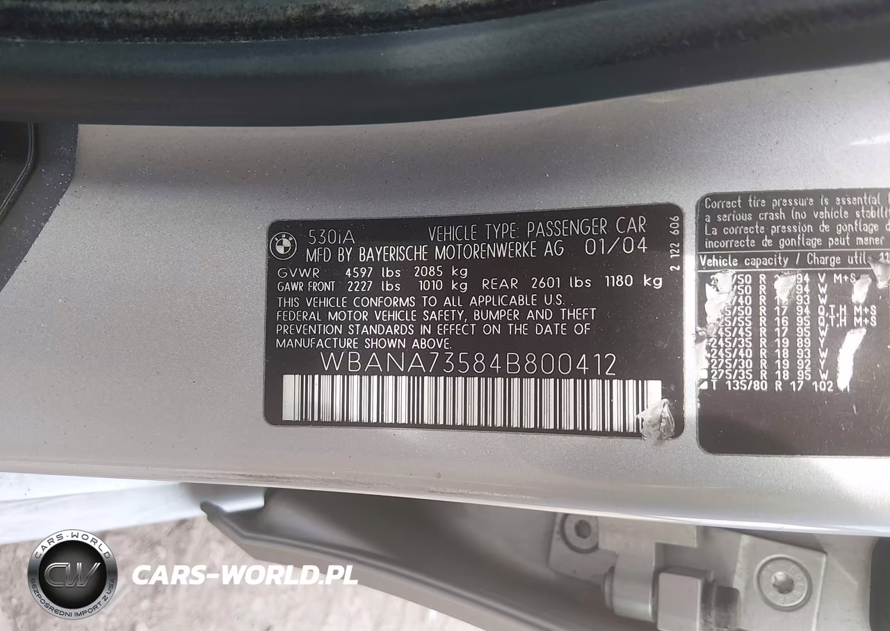 2004 BMW 530I VIN:WBANA73584B800412 - 9
