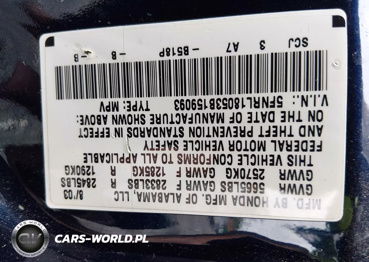 2003 Honda Odyssey Ex-L VIN:5FNRL18053B159093 - 9