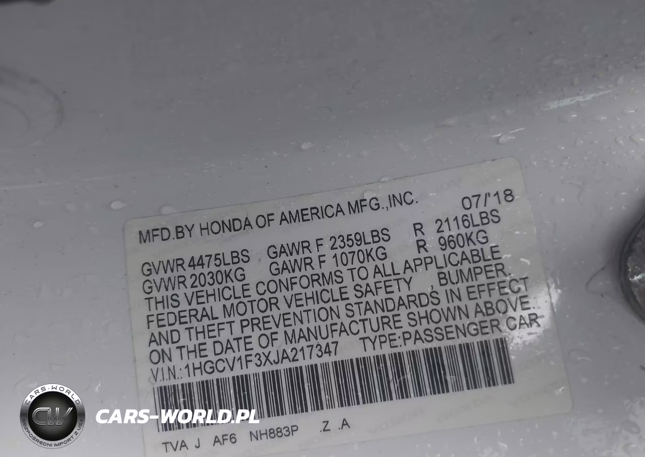 2018 Honda Accord Sport VIN:1HGCV1F3XJA217347 - 9