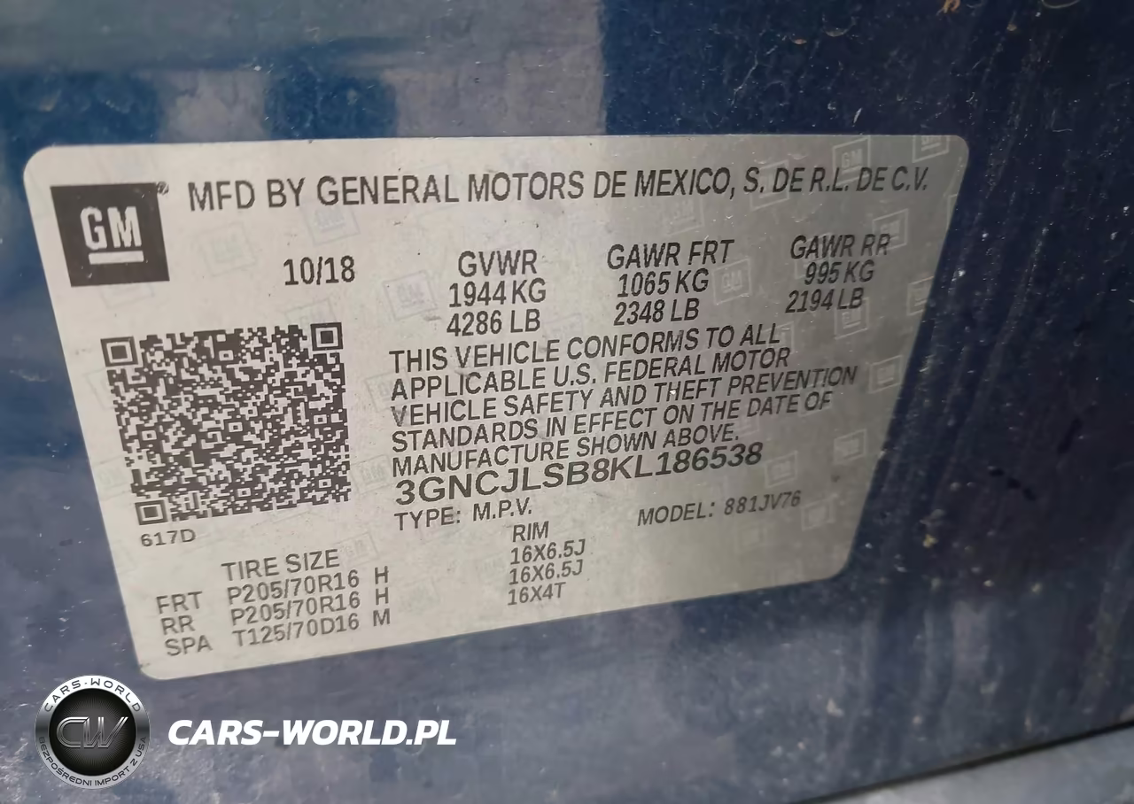 2019 Chevrolet Trax Lt VIN:3GNCJLSB8KL186538 - 9