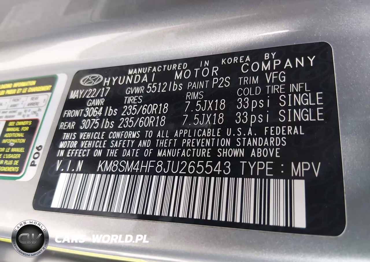 2018 Hyundai Santa Fe Se VIN:KM8SM4HF8JU265543 - 9