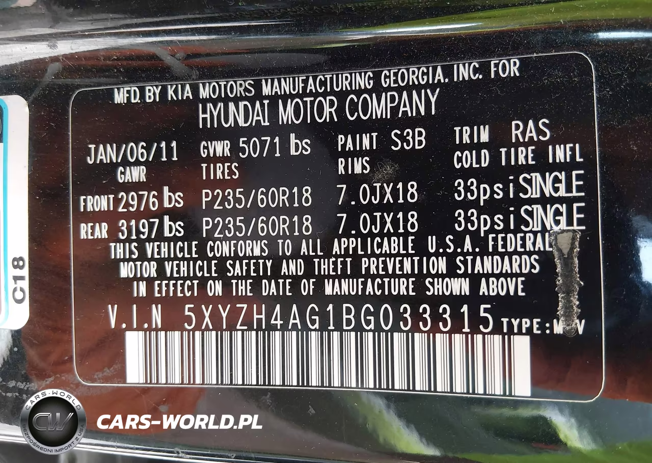 2011 Hyundai Santa Fe Se VIN:5XYZH4AG1BG033315 - 9