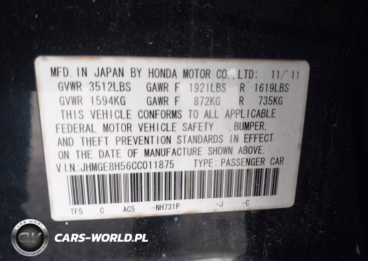 2012 Honda Fit Sport VIN:JHMGE8H56CC011875 - 9