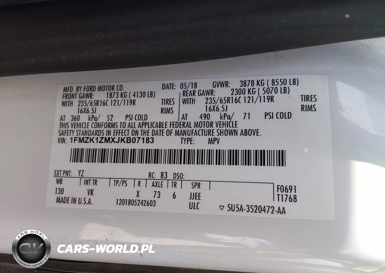 2018 Ford Transit-150 Xl VIN:1FMZK1ZMXJKB07183 - 9